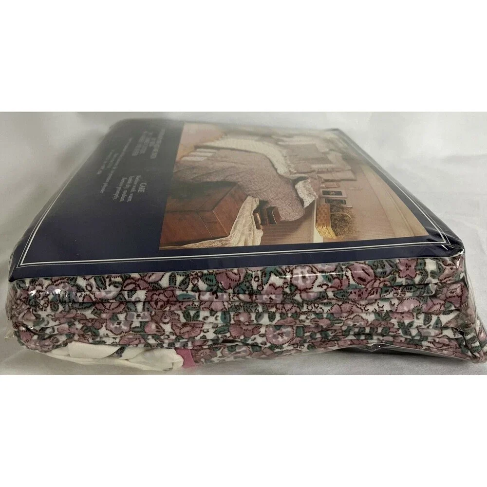 Twin Bedding Sheet Set Cottage Chic & Shabby Floral Pink Print w/Ruffles NIP VTG